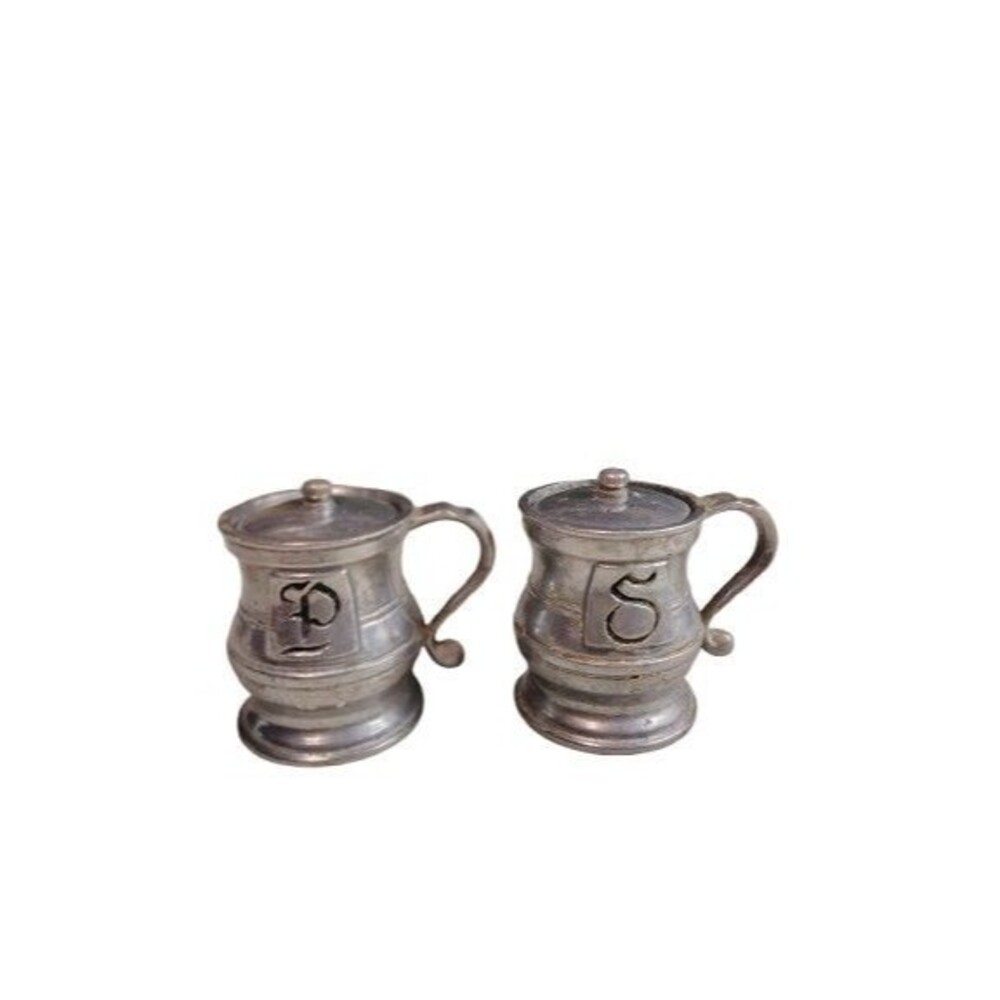 ​Vintage Leonard Pewter Style Tankard Salt & Pepper Shakers P & S  Metal